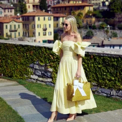 Mrs. Alice Rattan Tableware|Rattan Tote Bag (White Bow)