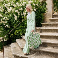 Women Mrs. Alice Mrs. Alice Tote Bags|Tote Bag (Green Ikat)