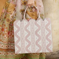 Women Mrs. Alice Mrs. Alice Tote Bags|Tote Bag (Pink Ikat)