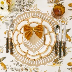 Mrs. Alice Napkin Rings, Bows & Wreaths|Mustard Velvet Napkin Bows (Set Of 4)