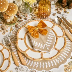 Mrs. Alice Napkin Rings, Bows & Wreaths|Mustard Velvet Napkin Bows (Set Of 4)