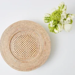 Mrs. Alice Rattan Tableware|Natural Rattan Charger Plates (Set Of 4)