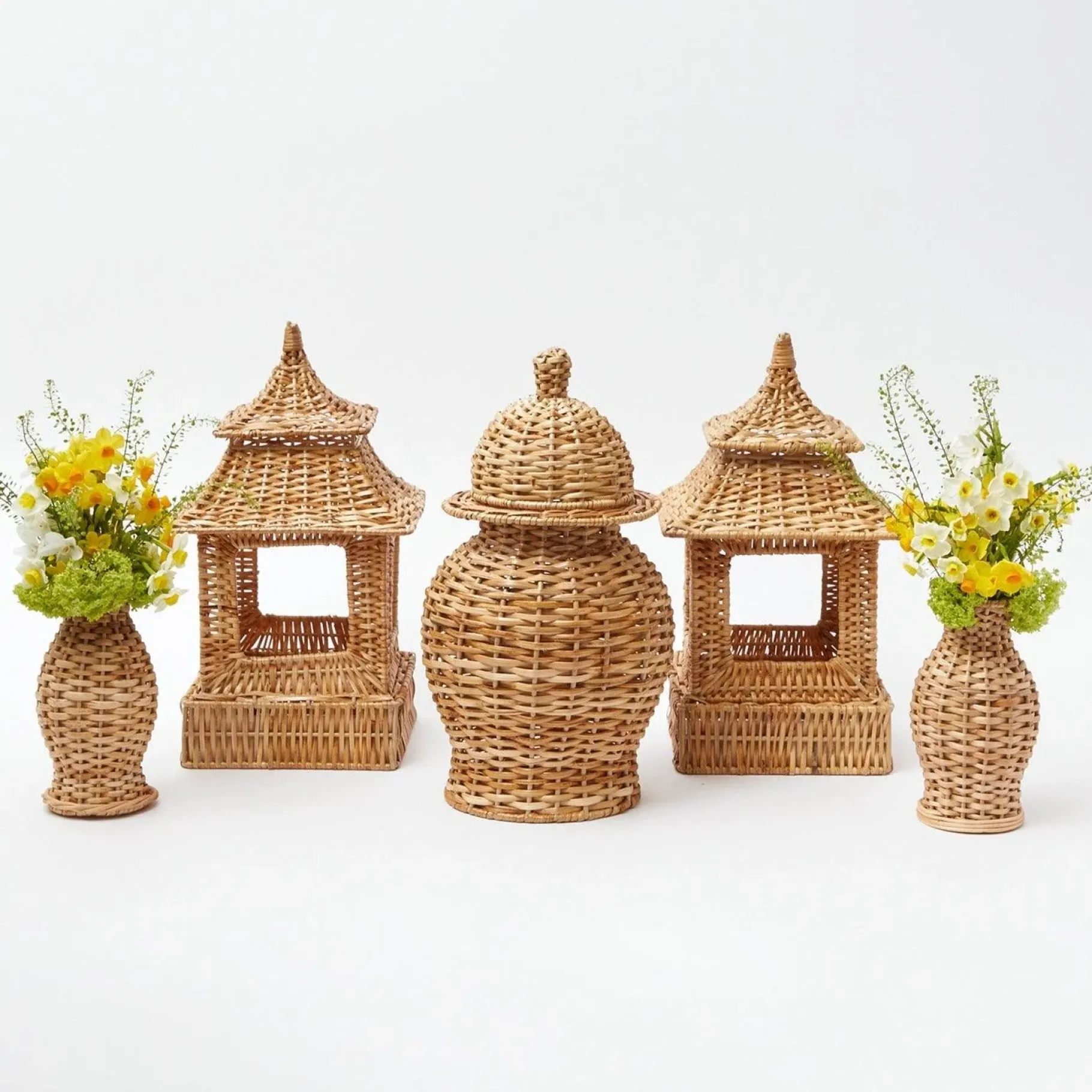 Mrs. Alice Rattan Tableware|Natural Rattan Decoration Set