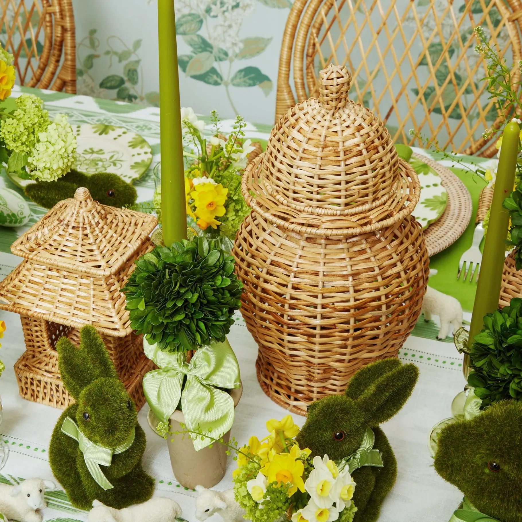 Mrs. Alice Rattan Tableware|Natural Rattan Decoration Set