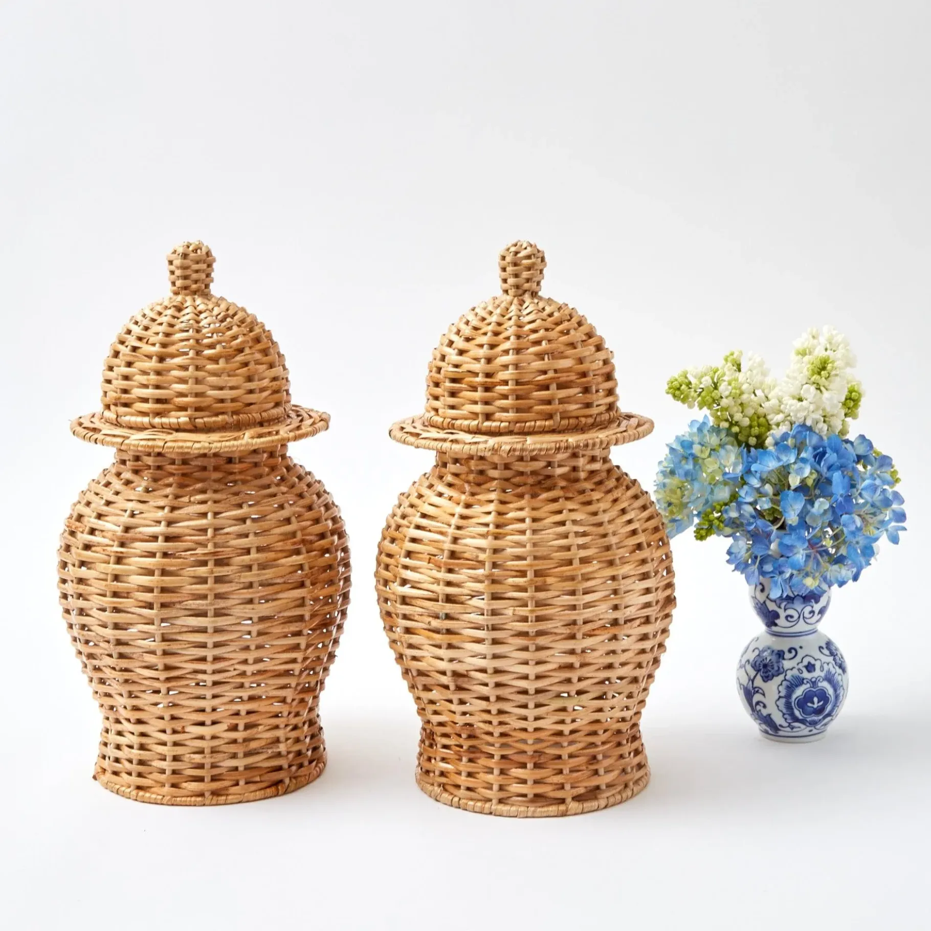 Mrs. Alice Rattan Tableware|Natural Rattan Ginger Jar