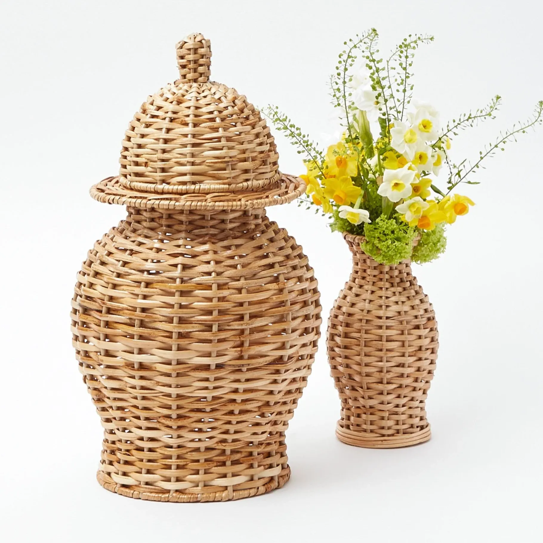 Mrs. Alice Rattan Tableware|Natural Rattan Ginger Jar