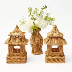 Mrs. Alice Vases|Natural Rattan Pagoda Decoration Set