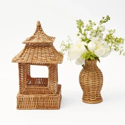 Mrs. Alice Vases|Natural Rattan Pagoda Decoration Set