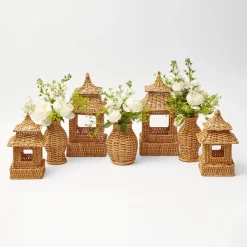 Mrs. Alice Rattan Tableware|Natural Rattan Pagoda Decoration Set