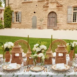 Mrs. Alice Rattan Tableware|Natural Rattan Pagoda Decoration Set