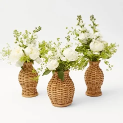 Mrs. Alice Rattan Tableware|Natural Rattan Vase (Set Of 3)