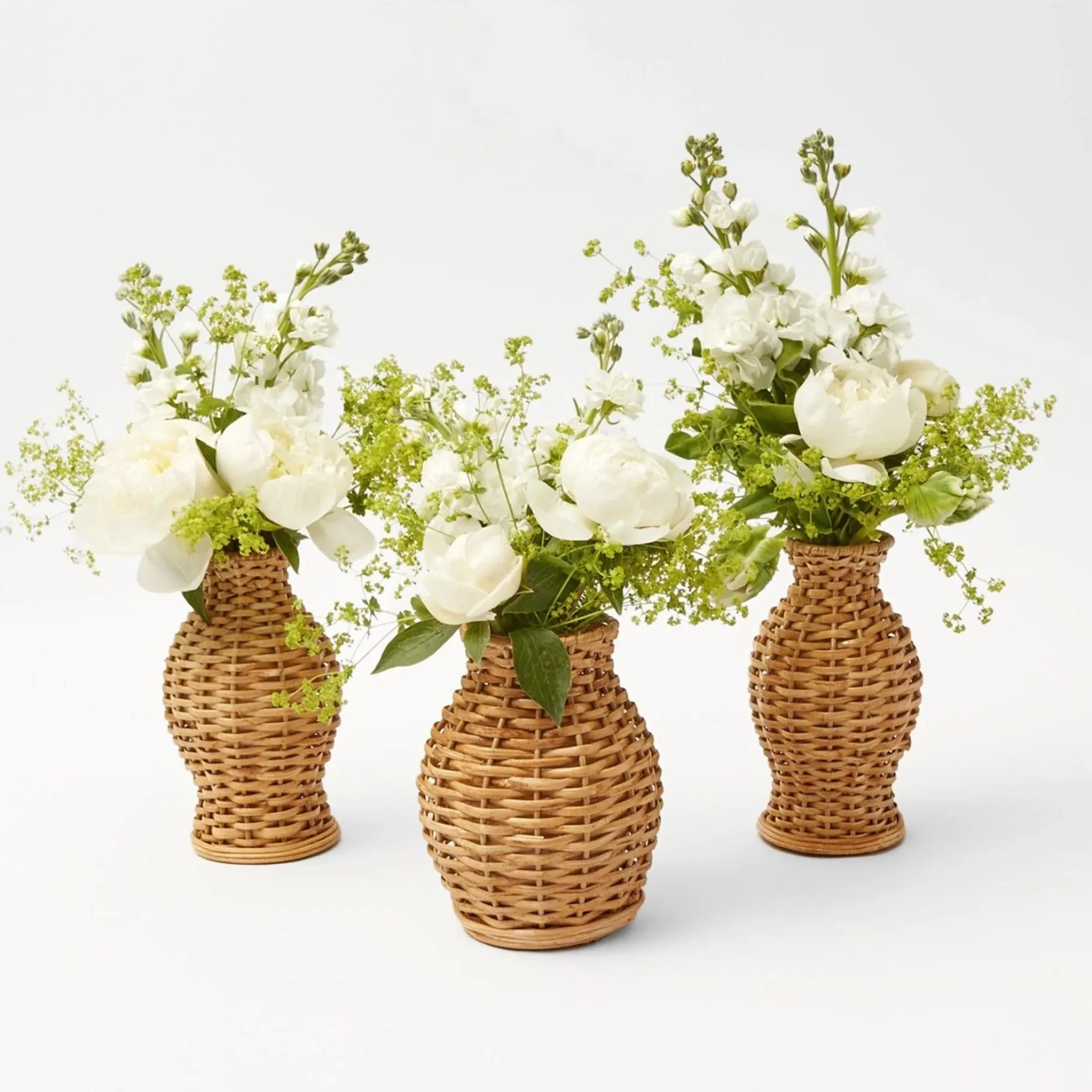 Mrs. Alice Rattan Tableware|Natural Rattan Vase (Set Of 3)
