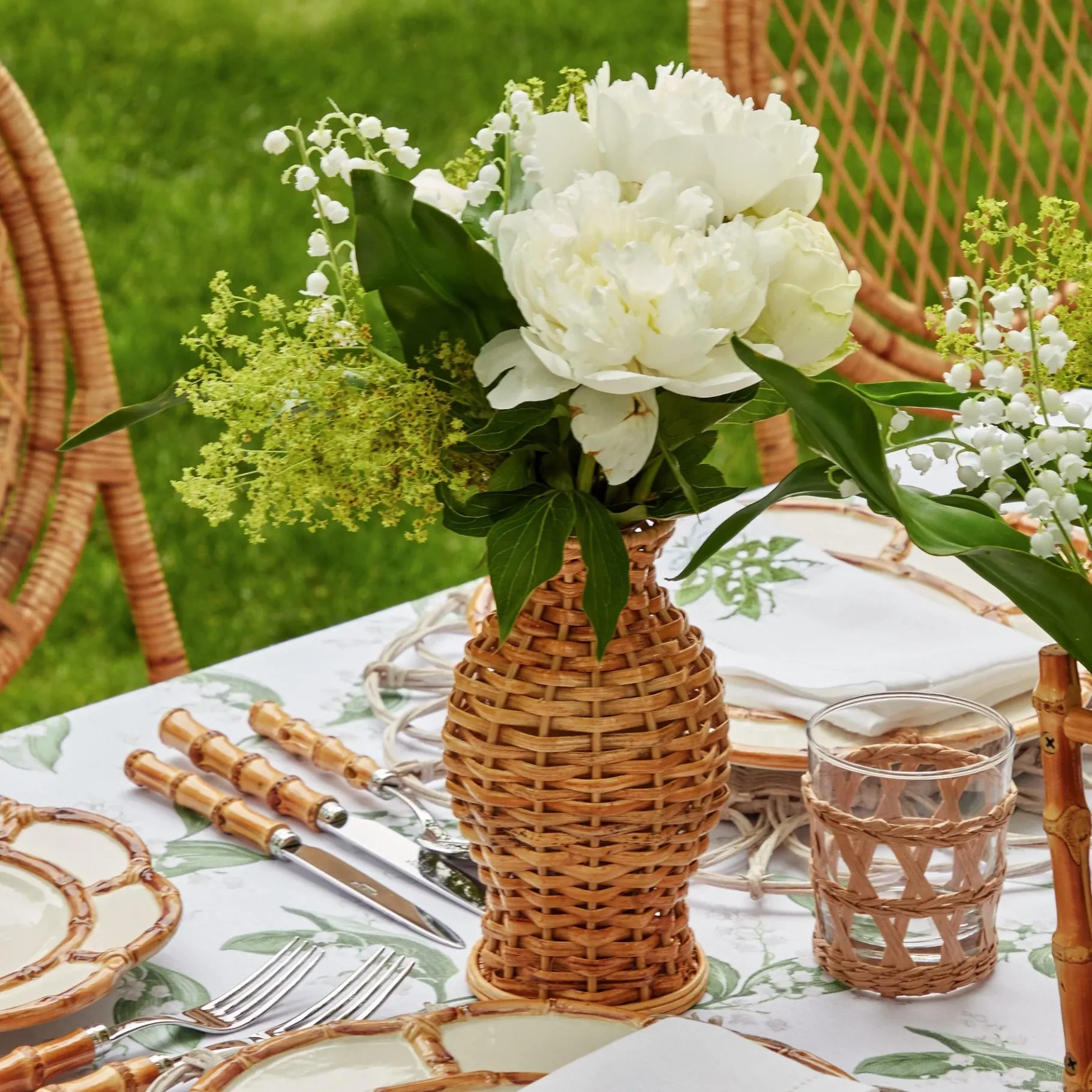 Mrs. Alice Rattan Tableware|Natural Rattan Vase (Set Of 3)