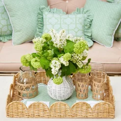 Mrs. Alice Trays & Liners|Natural Scalloped Rattan Tray