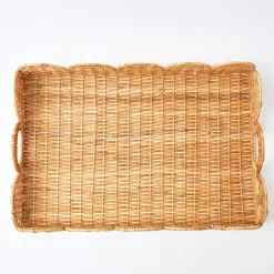 Mrs. Alice Trays & Liners|Natural Scalloped Rattan Tray