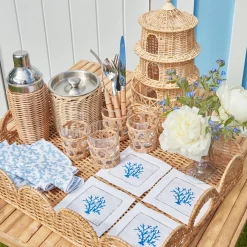 Mrs. Alice Trays & Liners|Natural Scalloped Rattan Tray