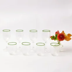 Mrs. Alice Glassware Sets|Olive Rim Swirl Glassware Set