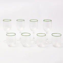 Mrs. Alice Glassware Sets|Olive Rim Swirl Glassware Set