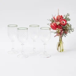 Mrs. Alice Glassware Sets|Olive Rim Swirl Glassware Set