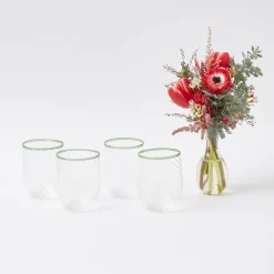Mrs. Alice Glassware Sets|Olive Rim Swirl Glassware Set