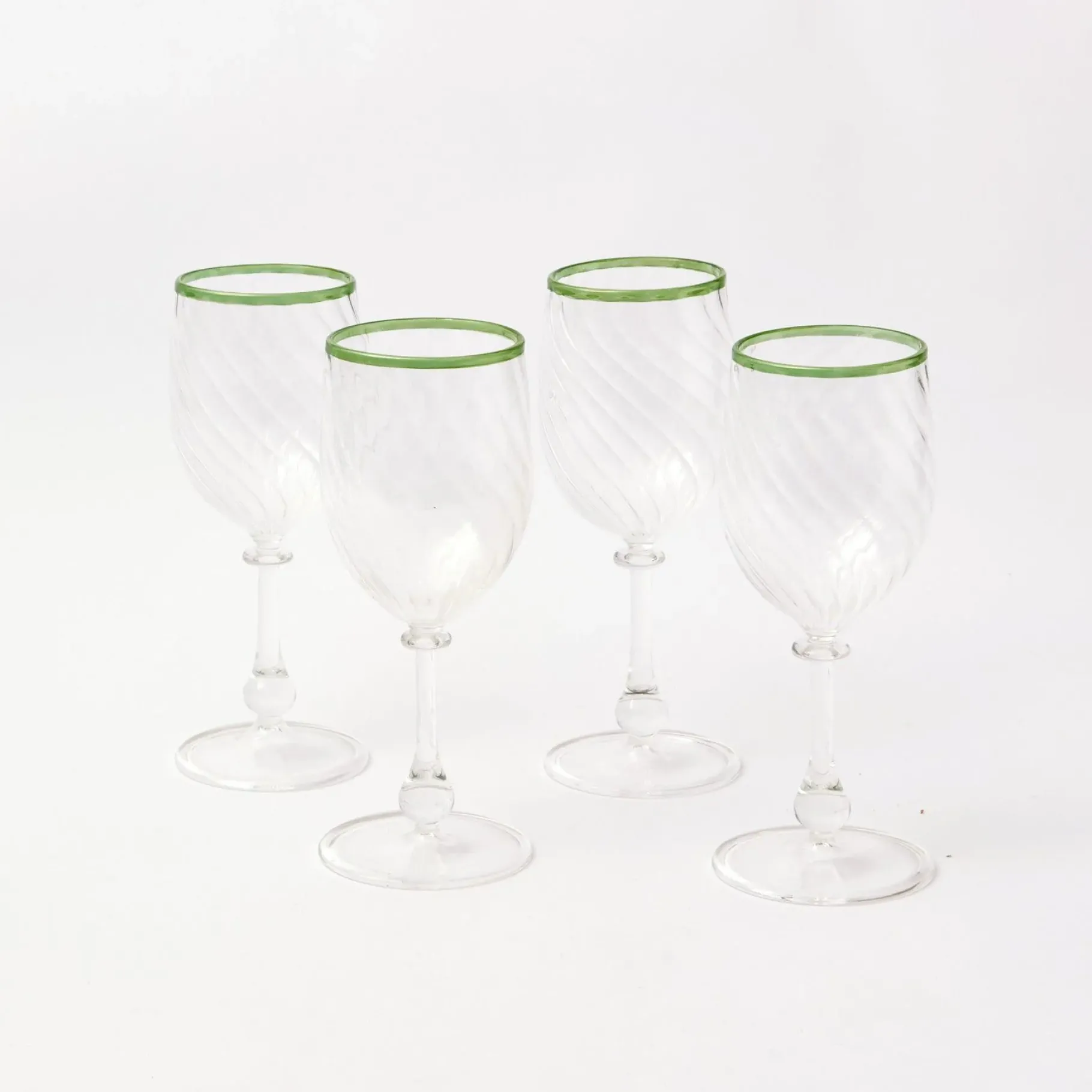 Mrs. Alice Glasses|Olive Rim Swirl Wine Glasses (Set Of 4)