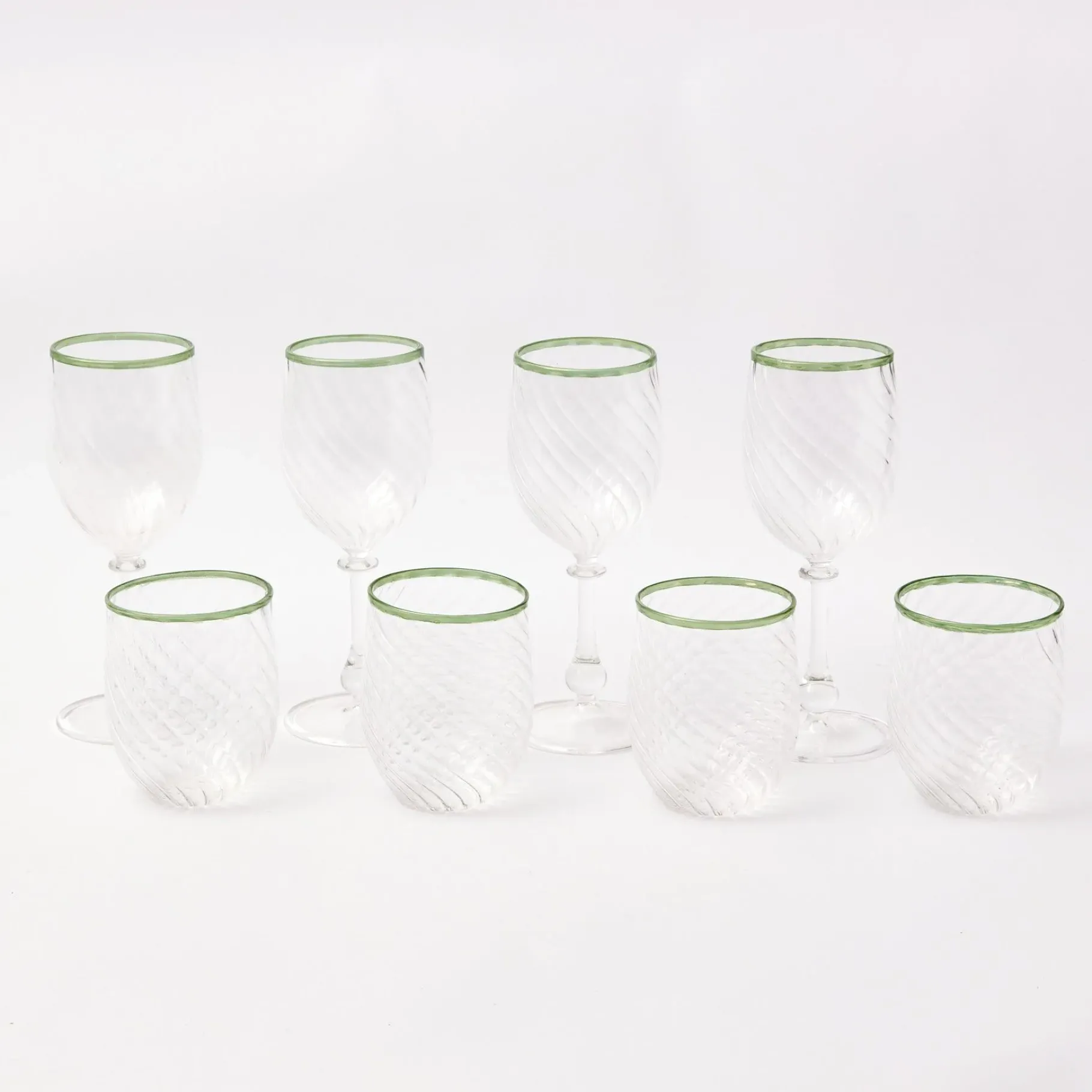 Mrs. Alice Glasses|Olive Rim Swirl Wine Glasses (Set Of 4)