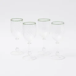 Mrs. Alice Glasses|Olive Rim Swirl Wine Glasses (Set Of 4)