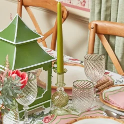 Mrs. Alice Glasses|Olive Rim Swirl Wine Glasses (Set Of 4)