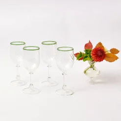 Mrs. Alice Glasses|Olive Rim Swirl Wine Glasses (Set Of 4)