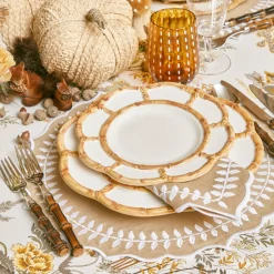 Mrs. Alice Starter Plates|Petal Bamboo Ceramic Dinner & Starter Plates (Set Of 8)