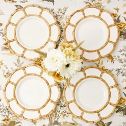 Mrs. Alice Dinner Plates|Petal Bamboo Ceramic Dinner & Starter Plates (Set Of 8)