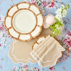 Mrs. Alice Dinner Plates|Petal Bamboo Ceramic Dinner & Starter Plates (Set Of 8)