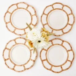 Mrs. Alice Crockery Sets|Petal Bamboo Ceramic Dinner Plate (Set Of 4)