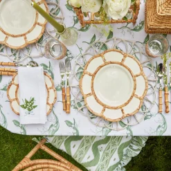 Mrs. Alice Crockery Sets|Petal Bamboo Ceramic Dinner Plate (Set Of 4)