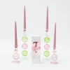 Mrs. Alice Candle Holders|Pink & Green Camille Candle Set (Pink Candles)