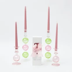 Mrs. Alice Candle Holders|Pink & Green Camille Candle Set (Pink Candles)