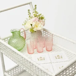 Mrs. Alice Napkins|Pink & Green Pagoda Cocktail Napkins (Set Of 4)