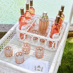 Mrs. Alice Napkins|Pink & Green Pagoda Cocktail Napkins (Set Of 4)