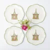 Mrs. Alice Crockery Sets|Pink & Green Pagoda Dinner Plate (Set Of 4)