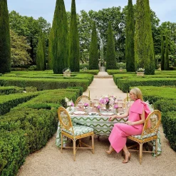 Mrs. Alice Crockery Sets|Pink & Green Pagoda Dinner Plate (Set Of 4)