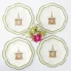 Mrs. Alice Crockery Sets|Pink & Green Pagoda Dinner & Starter Plates (Set Of 8)