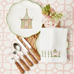 Mrs. Alice Napkins|Pink & Green Pagoda Napkins (Set Of 4)