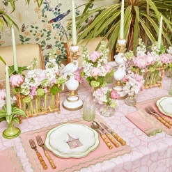 Mrs. Alice Starter Plates|Pink & Green Pagoda Starter Plate (Set Of 4)