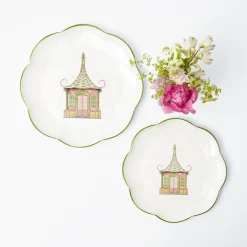Mrs. Alice Starter Plates|Pink & Green Pagoda Starter Plate