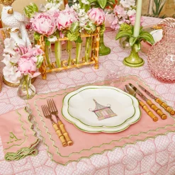 Mrs. Alice Starter Plates|Pink & Green Pagoda Starter Plate