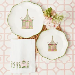 Mrs. Alice Starter Plates|Pink & Green Pagoda Starter Plate