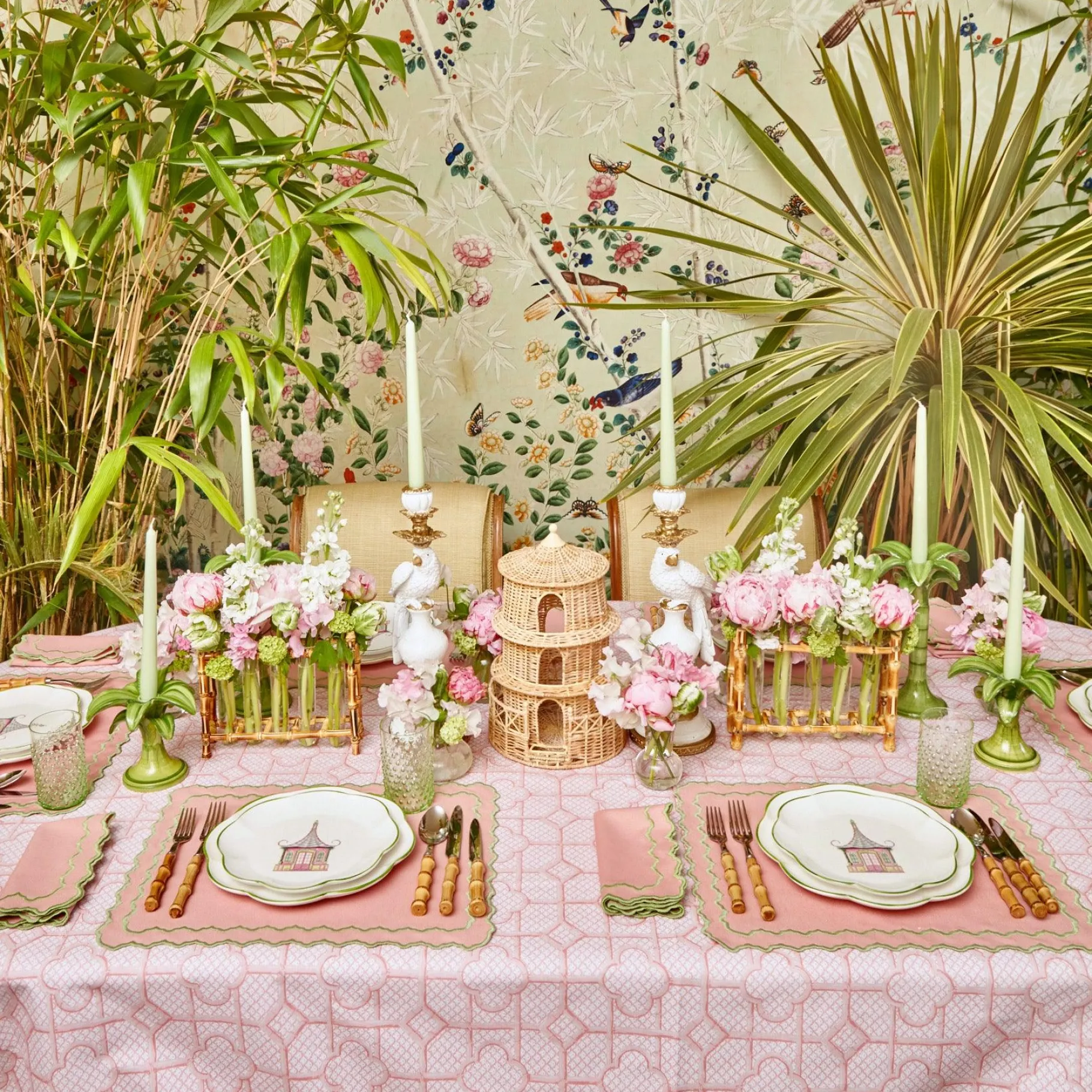 Mrs. Alice Starter Plates|Pink & Green Pagoda Starter Plate