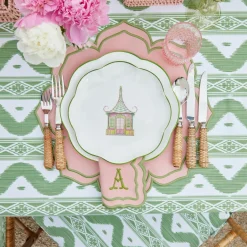 Mrs. Alice Crockery Sets|Pink & Green Pagoda Starter Plate (Set Of 4)