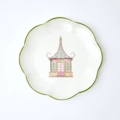 Mrs. Alice Crockery Sets|Pink & Green Pagoda Starter Plate (Set Of 4)