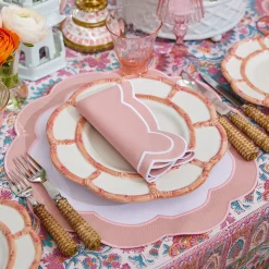 Mrs. Alice Table Linen Sets|Pink Applique Placemats & Napkins (Set Of 4)